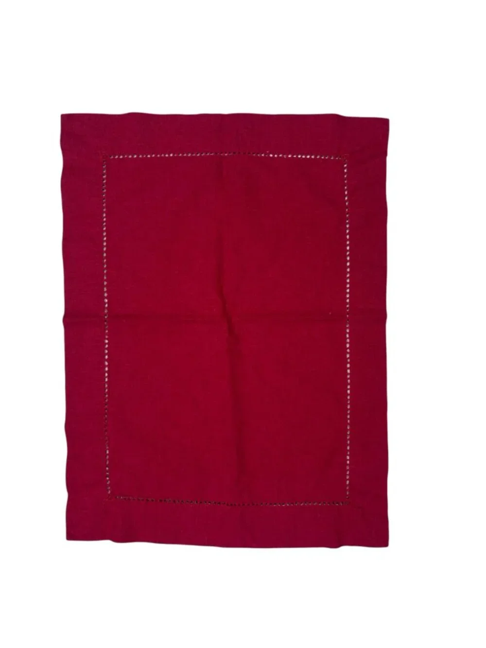 Pottery Barn Belgian Linen Hemstitch Placemats Set of 7 Red